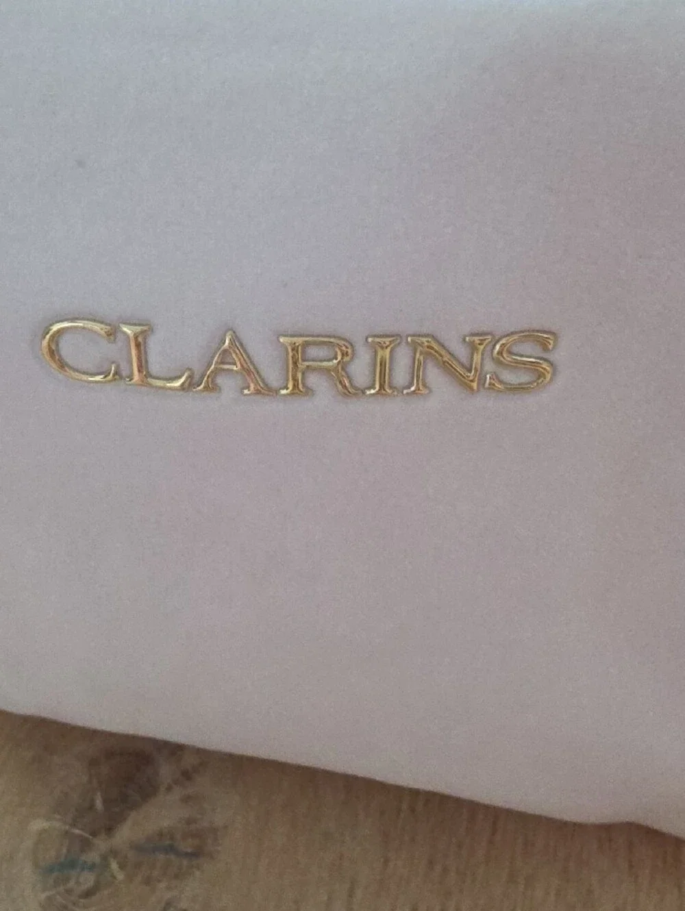 NWOT Clarins White Velvet Toiletry Bag